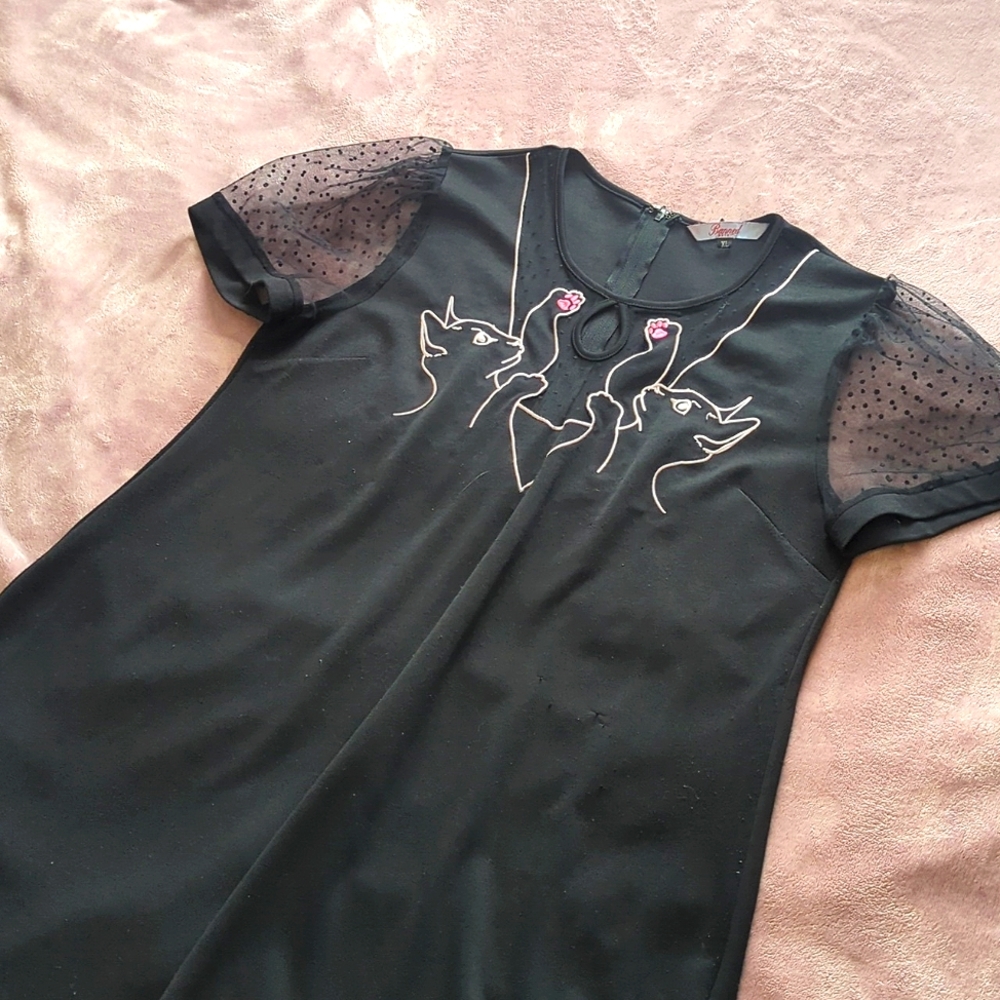 Banned retro cat mesh swing dress xl